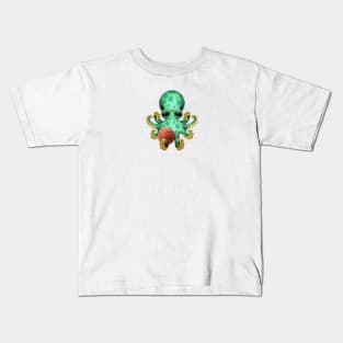 Cute Baby Octopus Playing With Basketball Kids T-Shirt